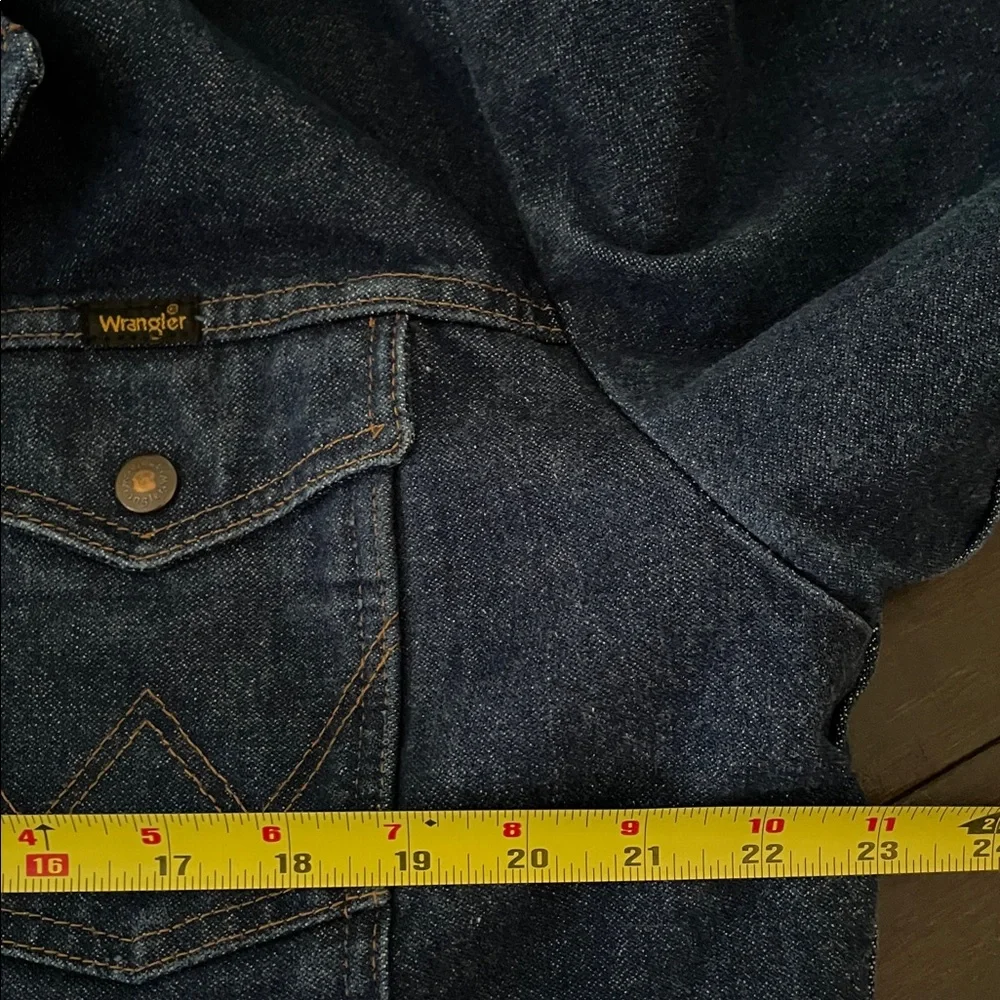 Wrangler Dark Blue Denim Jacket with Tan Corduroy Collar